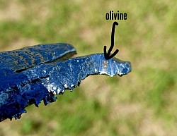 olivine crystals embedded in my Fe-Ni meteorite