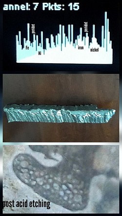 16 lbs iron nickel meteorite: Pourrioscope mapping & acid etching
